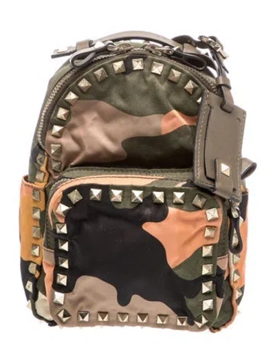 Pre-owned Valentino Garavani Rockstud Backpack In Green
