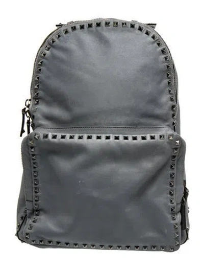 Pre-owned Valentino Garavani Rockstud Backpack In Grey