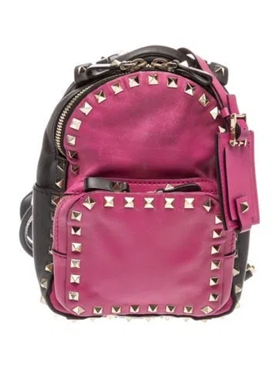 Pre-owned Valentino Garavani Rockstud Backpack In Pink