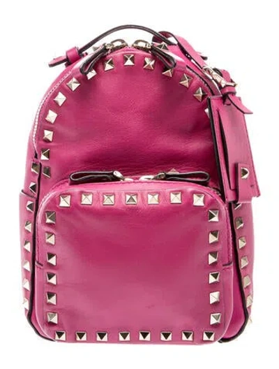 Pre-owned Valentino Garavani Rockstud Backpack In Pink