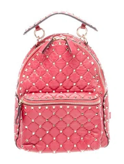 Pre-owned Valentino Garavani Rockstud Backpack In Red