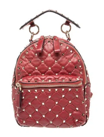 Pre-owned Valentino Garavani Rockstud Backpack In Red