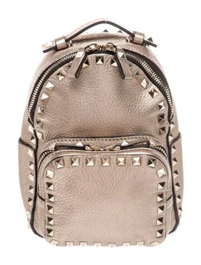 Pre-owned Valentino Garavani Rockstud Backpack In White