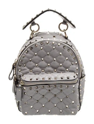 Pre-owned Valentino Garavani Rockstud Backpack In White