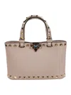 Valentino Rockstud Bag In Grained Leather In Neutral