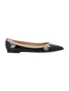 Valentino Rockstud Patent Leather Ballet Flats In Nero/poudre