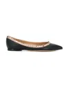 Valentino Rockstud Patent Leather Ballet Flats In Black