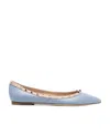 Valentino Rockstud Patent Leather Ballet Flats In Blue