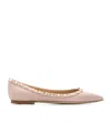 Valentino Rockstud Patent Leather Ballet Flats In Nude