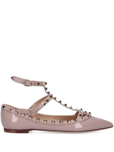 Valentino Garavani Rockstud Ballerina Shoes In Pink