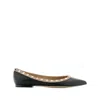 Valentino Rockstud Patent Leather Ballet Flats In Black