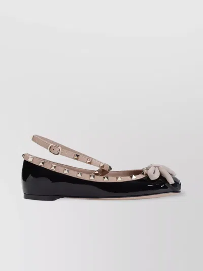Valentino Garavani Rockstud Ballerinas Bow Detail In Black