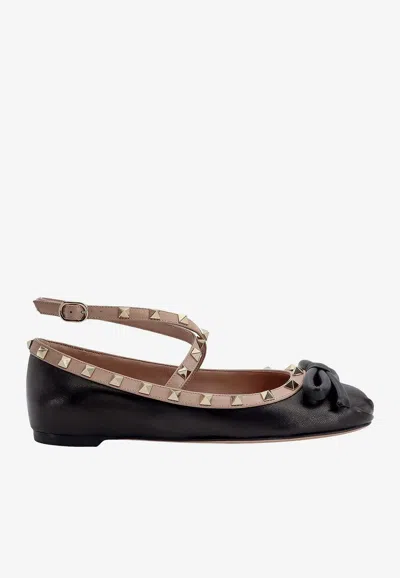 VALENTINO GARAVANI ROCKSTUD BALLERINAS IN NAPPA LEATHER