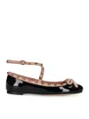 Valentino Rockstud Ballerina Patent-leather Pumps In Black