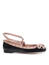 Valentino Rockstud Ballerina Patent-leather Pumps In Color Carne Y Neutral