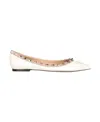 Valentino 10mm Rockstud Leather Flats In White
