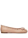 Valentino Leather Ballet Flats With Bow And Studs