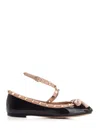 Valentino Rockstud Ballerina Patent-leather Pumps In Black