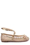 Valentino Rockstud Ballet Flat In Mesh And Tonal S