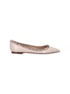 Valentino Pointed Toe Studded Trim Ballerina Shoes
