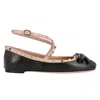 Valentino Rockstud Leather Flats In Black