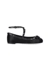 Valentino Garavani Rockstud Bow Detailed Ballerina Shoes In Black  