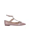 Valentino Lace-up Shoes With Ankle Strap And Studded Detailing In Pink