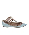 Valentino Rockstud Patent-leather Ballet Flats In Multicolor