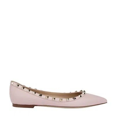 Valentino Garavani Rockstud Patent Leather Ballerinas In Pink