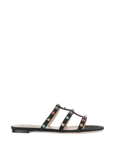 Valentino Garavani Rockstud Bead-embellished Suede Sandals In Multi