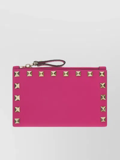 Valentino Garavani Rockstud French Wallet In Pink Pp