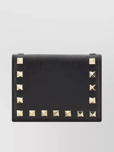 Valentino Garavani Rockstud Beading Embellished Wallet In Black
