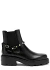 Valentino Rockstud Grainy Leather Boot In Black