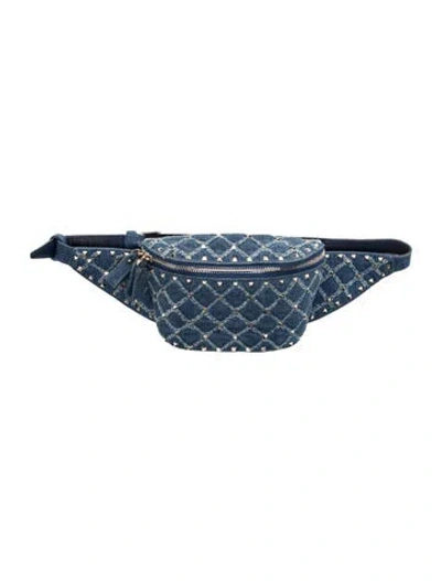 Pre-owned Valentino Garavani Rockstud Belt Bag In Blue