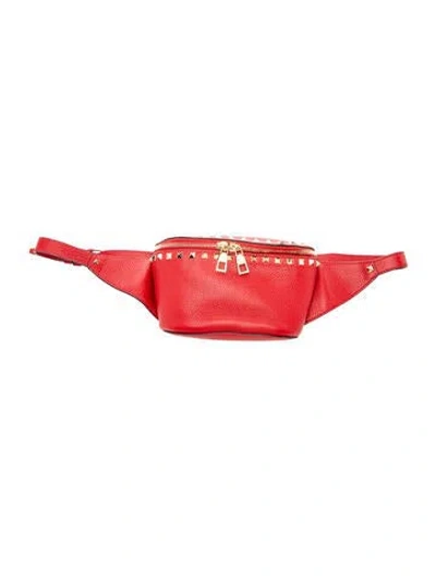 Pre-owned Valentino Garavani Rockstud Belt Bag In Red