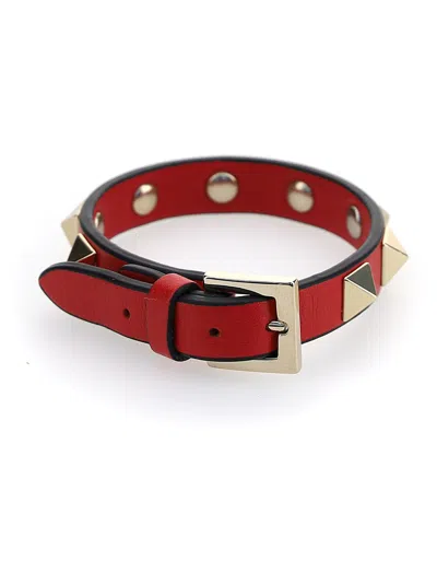 Valentino Garavani Rockstud Belt Bracelet In Red