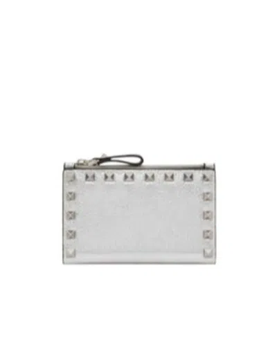 Valentino Garavani Rockstud Rockstud French Wallet In Silver
