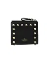 Valentino Rockstud Bi-fold Wallet In Black