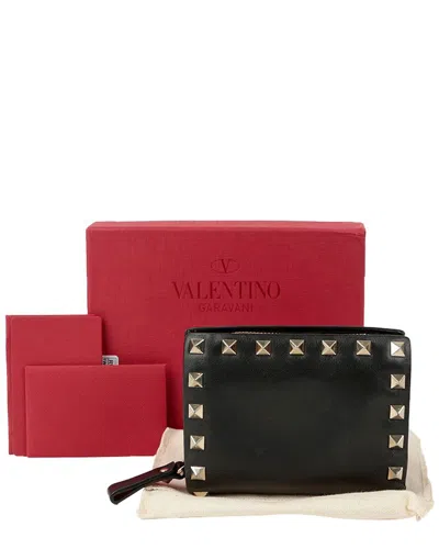Valentino Garavani Valentino Rockstud Bi-fold Wallet (authentic Pre-loved) In Black