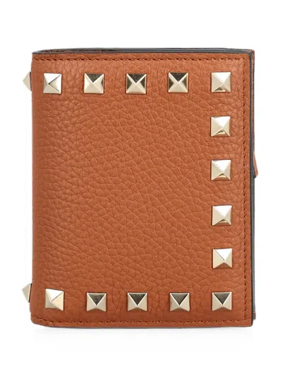Valentino Garavani Rockstud Bifold Wallet In Orange