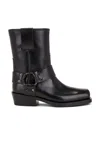 Valentino Black Leather Biker Rockstud Ankle Boots In Nero