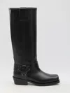 Valentino Rockstud Biker Knee-high Leather Boots In Black