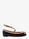 Valentino Rockstud Leather Flats In Black