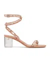 Valentino Rockstud Block-heel Sandals In Nude