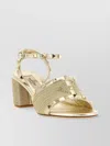 Valentino Garavani Rockstud Sandal In Laminated Nappa With Cornely Embroidery 60mm Woman Platinum 41