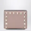 Valentino Rockstud Blush Pink Grained-leather Wallet In Multi