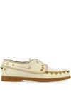 Valentino Ivory Leather Lace-up Shoes In Multi