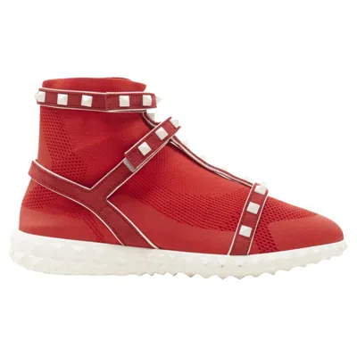 Valentino Garavani Rockstud Bodytech Sock Knit High Top Sneaker In Red