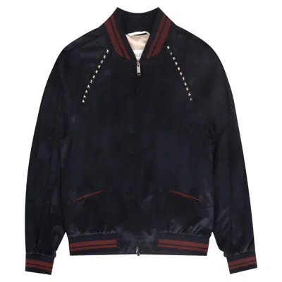 Pre-owned Valentino Rockstud Bomber Jacket In Black