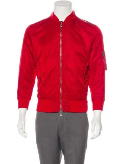Pre-owned Valentino Rockstud Bomber Jacket In Red